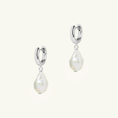 Freshwater Pearl Drop Earrings Silver
